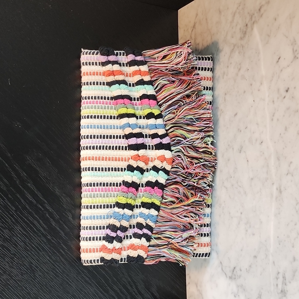 Stella & Dot Woven Multicolor Fringe Clutch